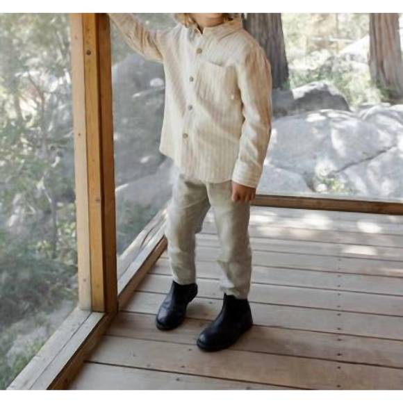 NEW RYLEE + CRU boy's collared shirt in champagne stripe - Picture 2 of 3